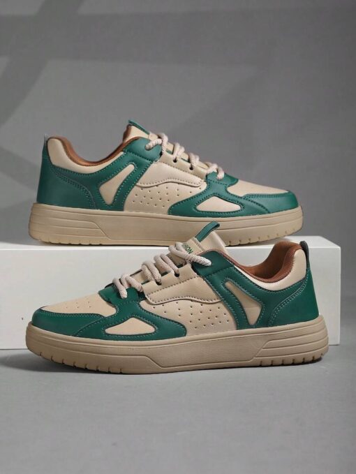 Green & Beige Retro Street Sneakers