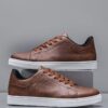 Classic Brown Leather Low-Top Sneakers