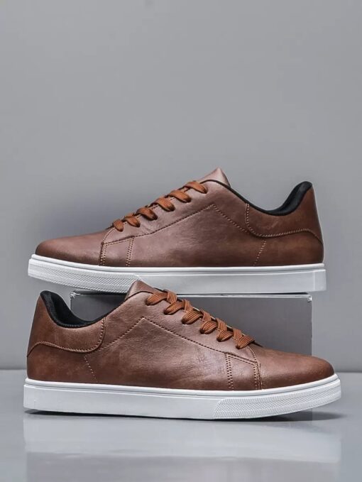 Classic Brown Leather Low-Top Sneakers