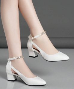 Elegant Ankle Strap Chunky Heels
