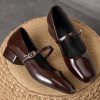 Glossy Square-Toe Mary Jane Pumps